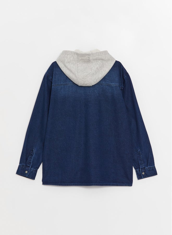 LC WAIKIKI Comfort Fit Hooded Boys' Denim Shirt - Image 2